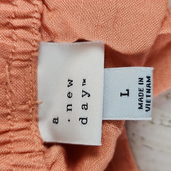 a new day peach coral linen blend drawstring waist lagenlook pants Size Large - Picture 5 of 6